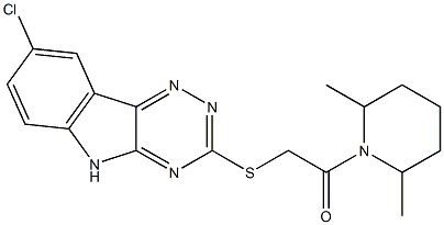 Piperidine, 1-[[(8-chloro-2H-1,2,4-triazino[5,6-b]indol-3-yl)thio]acetyl]-2,6-dimethyl- (9CI) Structure