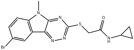 Acetamide, 2-[(8-bromo-5-methyl-5H-1,2,4-triazino[5,6-b]indol-3-yl)thio]-N-cyclopropyl- (9CI) Structure