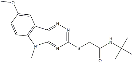 Acetamide, N-(1,1-dimethylethyl)-2-[(8-methoxy-5-methyl-5H-1,2,4-triazino[5,6-b]indol-3-yl)thio]- (9CI) Structure