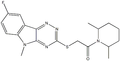 Piperidine, 1-[[(8-fluoro-5-methyl-5H-1,2,4-triazino[5,6-b]indol-3-yl)thio]acetyl]-2,6-dimethyl- (9CI),603948-17-0,结构式