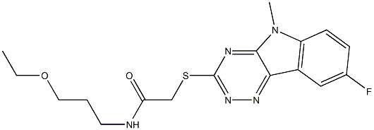 Acetamide, N-(3-ethoxypropyl)-2-[(8-fluoro-5-methyl-5H-1,2,4-triazino[5,6-b]indol-3-yl)thio]- (9CI),603948-22-7,结构式