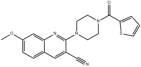 Piperazine, 1-(3-cyano-7-methoxy-2-quinolinyl)-4-(2-thienylcarbonyl)- (9CI) 化学構造式