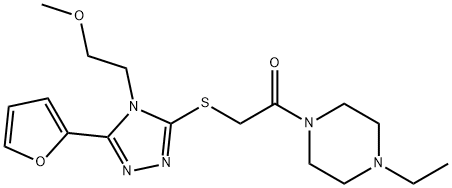 Piperazine, 1-ethyl-4-[[[5-(2-furanyl)-4-(2-methoxyethyl)-4H-1,2,4-triazol-3-yl]thio]acetyl]- (9CI),603981-82-4,结构式