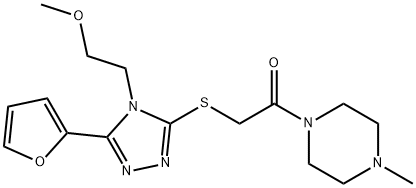 Piperazine, 1-[[[5-(2-furanyl)-4-(2-methoxyethyl)-4H-1,2,4-triazol-3-yl]thio]acetyl]-4-methyl- (9CI),603981-83-5,结构式
