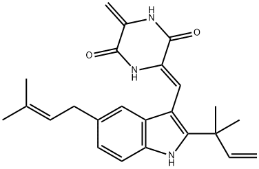 3-[[(Z)-2-(1,1-Dimethyl-2-propenyl)-5-(3-methyl-2-butenyl)-1H-indol-3-yl]methylene]-6-methylene-2,5-piperazinedione 结构式