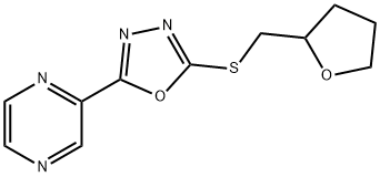 Pyrazine, [5-[[(tetrahydro-2-furanyl)methyl]thio]-1,3,4-oxadiazol-2-yl]- (9CI) 化学構造式