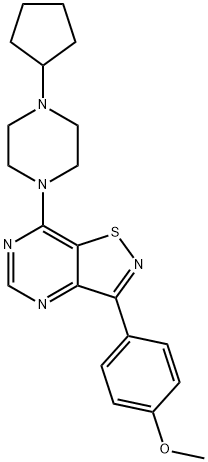 Isothiazolo[4,5-d]pyrimidine, 7-(4-cyclopentyl-1-piperazinyl)-3-(4-methoxyphenyl)- (9CI) Structure