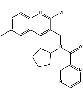Pyrazinecarboxamide, N-[(2-chloro-6,8-dimethyl-3-quinolinyl)methyl]-N-cyclopentyl- (9CI) 化学構造式