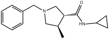 3-Pyrrolidinecarboxamide,N-cyclopropyl-4-methyl-1-(phenylmethyl)-,(3R,4R)-,604798-21-2,结构式