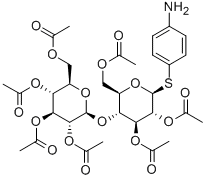 4-Aminophenyl2,3,6-tri-O-acetyl-4-O-(2,3,4,6-tetra-O-acetyl-b-D-glucopyranosyl)-b-D-thioglucopyranoside 化学構造式