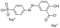 2-ヒドロキシ-5-[(4-スルホフェニル)アゾ]安息香酸二ナトリウム 化学構造式