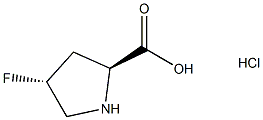 (2S,4R)-4-フルオロピロリジン-2-カルボン酸塩酸塩 化学構造式