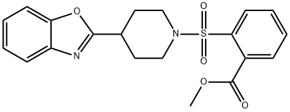 Benzoic acid, 2-[[4-(2-benzoxazolyl)-1-piperidinyl]sulfonyl]-, methyl ester (9CI) 结构式