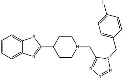 Benzothiazole, 2-[1-[[1-[(4-fluorophenyl)methyl]-1H-tetrazol-5-yl]methyl]-4-piperidinyl]- (9CI),606082-51-3,结构式