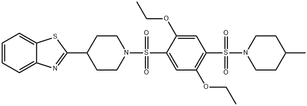 606083-08-3 Piperidine, 4-(2-benzothiazolyl)-1-[[2,5-diethoxy-4-[(4-methyl-1-piperidinyl)sulfonyl]phenyl]sulfonyl]- (9CI)