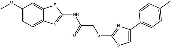Acetamide, N-(6-methoxy-2-benzothiazolyl)-2-[[4-(4-methylphenyl)-2-thiazolyl]thio]- (9CI) Structure