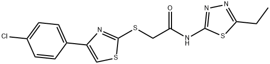 Acetamide, 2-[[4-(4-chlorophenyl)-2-thiazolyl]thio]-N-(5-ethyl-1,3,4-thiadiazol-2-yl)- (9CI) 化学構造式