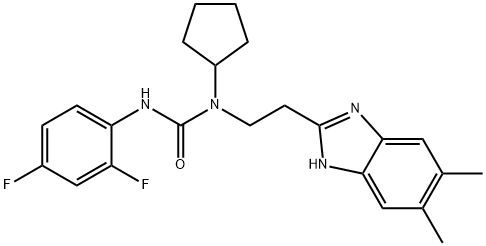Urea, N-cyclopentyl-N-(2,4-difluorophenyl)-N-[2-(5,6-dimethyl-1H-benzimidazol-2-yl)ethyl]- (9CI),606091-58-1,结构式