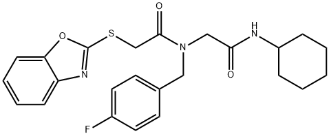 Acetamide, 2-(2-benzoxazolylthio)-N-[2-(cyclohexylamino)-2-oxoethyl]-N-[(4-fluorophenyl)methyl]- (9CI),606098-40-2,结构式