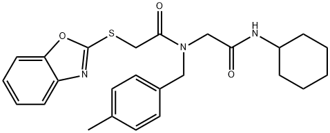 Acetamide, 2-(2-benzoxazolylthio)-N-[2-(cyclohexylamino)-2-oxoethyl]-N-[(4-methylphenyl)methyl]- (9CI),606098-47-9,结构式