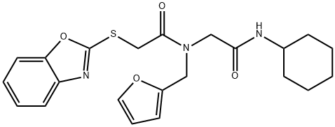Acetamide, 2-(2-benzoxazolylthio)-N-[2-(cyclohexylamino)-2-oxoethyl]-N-(2-furanylmethyl)- (9CI),606098-48-0,结构式