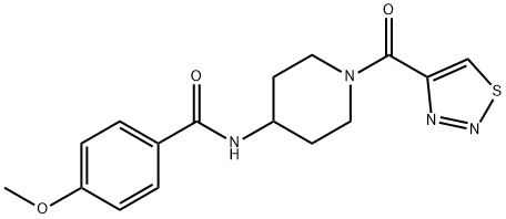 Benzamide, 4-methoxy-N-[1-(1,2,3-thiadiazol-4-ylcarbonyl)-4-piperidinyl]- (9CI) 化学構造式