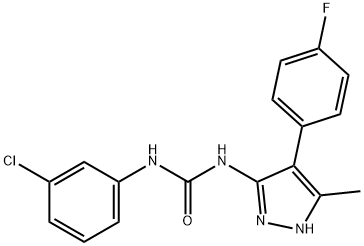 Urea, N-(3-chlorophenyl)-N-[4-(4-fluorophenyl)-5-methyl-1H-pyrazol-3-yl]- (9CI) Struktur