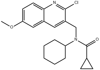 Cyclopropanecarboxamide, N-[(2-chloro-6-methoxy-3-quinolinyl)methyl]-N-cyclohexyl- (9CI) 化学構造式