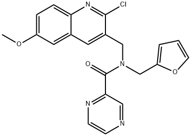 Pyrazinecarboxamide, N-[(2-chloro-6-methoxy-3-quinolinyl)methyl]-N-(2-furanylmethyl)- (9CI),606102-93-6,结构式