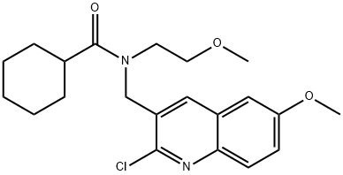 Cyclohexanecarboxamide, N-[(2-chloro-6-methoxy-3-quinolinyl)methyl]-N-(2-methoxyethyl)- (9CI) 化学構造式