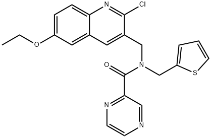 Pyrazinecarboxamide, N-[(2-chloro-6-ethoxy-3-quinolinyl)methyl]-N-(2-thienylmethyl)- (9CI),606103-68-8,结构式