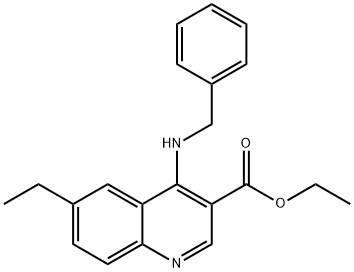 3-Quinolinecarboxylicacid,6-ethyl-4-[(phenylmethyl)amino]-,ethylester(9CI),606104-17-0,结构式