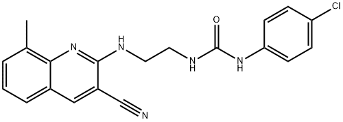Urea, N-(4-chlorophenyl)-N-[2-[(3-cyano-8-methyl-2-quinolinyl)amino]ethyl]- (9CI) Struktur