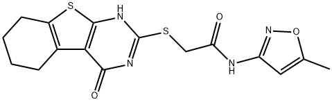 Acetamide, 2-[(1,4,5,6,7,8-hexahydro-4-oxo[1]benzothieno[2,3-d]pyrimidin-2-yl)thio]-N-(5-methyl-3-isoxazolyl)- (9CI),606106-13-2,结构式