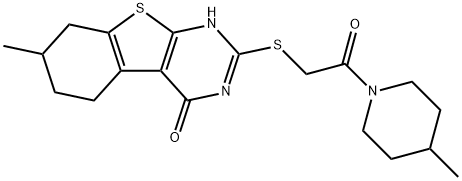 Piperidine, 1-[[(1,4,5,6,7,8-hexahydro-7-methyl-4-oxo[1]benzothieno[2,3-d]pyrimidin-2-yl)thio]acetyl]-4-methyl- (9CI) 结构式