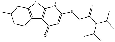 Acetamide, 2-[(1,4,5,6,7,8-hexahydro-7-methyl-4-oxo[1]benzothieno[2,3-d]pyrimidin-2-yl)thio]-N,N-bis(1-methylethyl)- (9CI) Struktur