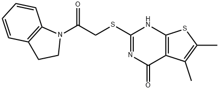 606107-61-3 1H-Indole, 1-[[(1,4-dihydro-5,6-dimethyl-4-oxothieno[2,3-d]pyrimidin-2-yl)thio]acetyl]-2,3-dihydro- (9CI)