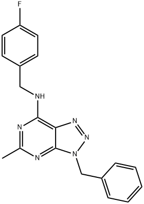 3H-1,2,3-Triazolo[4,5-d]pyrimidin-7-amine, N-[(4-fluorophenyl)methyl]-5-methyl-3-(phenylmethyl)- (9CI) Struktur