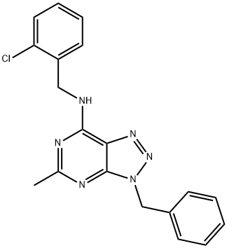 3H-1,2,3-Triazolo[4,5-d]pyrimidin-7-amine, N-[(2-chlorophenyl)methyl]-5-methyl-3-(phenylmethyl)- (9CI),606108-23-0,结构式
