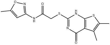 Acetamide, 2-[(1,4-dihydro-5,6-dimethyl-4-oxothieno[2,3-d]pyrimidin-2-yl)thio]-N-(5-methyl-3-isoxazolyl)- (9CI),606108-26-3,结构式