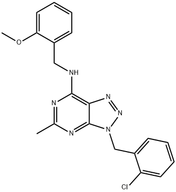3H-1,2,3-Triazolo[4,5-d]pyrimidin-7-amine, 3-[(2-chlorophenyl)methyl]-N-[(2-methoxyphenyl)methyl]-5-methyl- (9CI),606108-33-2,结构式