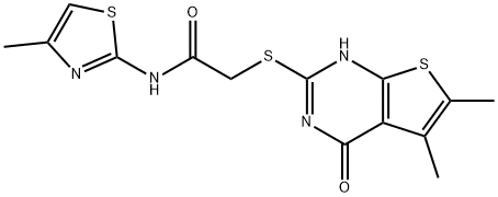 Acetamide, 2-[(1,4-dihydro-5,6-dimethyl-4-oxothieno[2,3-d]pyrimidin-2-yl)thio]-N-(4-methyl-2-thiazolyl)- (9CI) Struktur