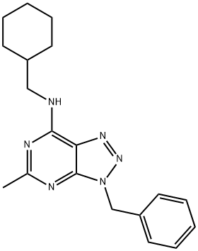 3H-1,2,3-Triazolo[4,5-d]pyrimidin-7-amine, N-(cyclohexylmethyl)-5-methyl-3-(phenylmethyl)- (9CI) 化学構造式