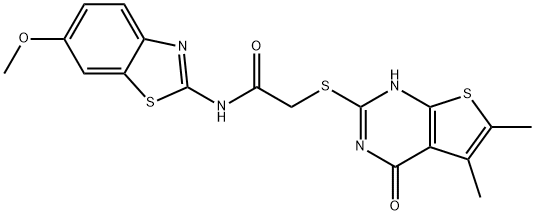 Acetamide, 2-[(1,4-dihydro-5,6-dimethyl-4-oxothieno[2,3-d]pyrimidin-2-yl)thio]-N-(6-methoxy-2-benzothiazolyl)- (9CI),606108-40-1,结构式
