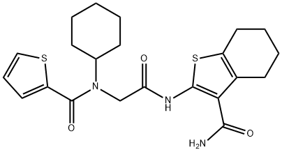 Benzo[b]thiophene-3-carboxamide, 2-[[[cyclohexyl(2-thienylcarbonyl)amino]acetyl]amino]-4,5,6,7-tetrahydro- (9CI) Structure