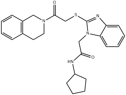 1H-Benzimidazole-1-acetamide,N-cyclopentyl-2-[[2-(3,4-dihydro-2(1H)-isoquinolinyl)-2-oxoethyl]thio]-(9CI),606109-33-5,结构式