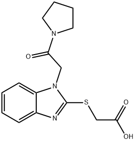 Acetic acid, [[1-[2-oxo-2-(1-pyrrolidinyl)ethyl]-1H-benzimidazol-2-yl]thio]- (9CI) Structure