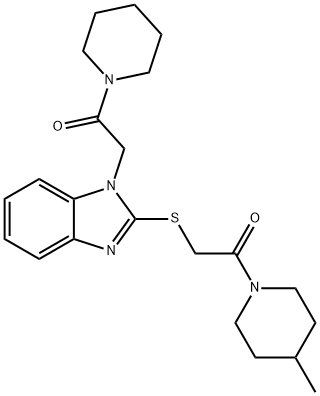 Piperidine, 4-methyl-1-[[[1-[2-oxo-2-(1-piperidinyl)ethyl]-1H-benzimidazol-2-yl]thio]acetyl]- (9CI) Structure