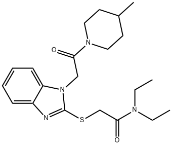 Acetamide, N,N-diethyl-2-[[1-[2-(4-methyl-1-piperidinyl)-2-oxoethyl]-1H-benzimidazol-2-yl]thio]- (9CI)|