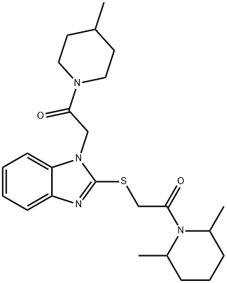 Piperidine, 2,6-dimethyl-1-[[[1-[2-(4-methyl-1-piperidinyl)-2-oxoethyl]-1H-benzimidazol-2-yl]thio]acetyl]- (9CI)|